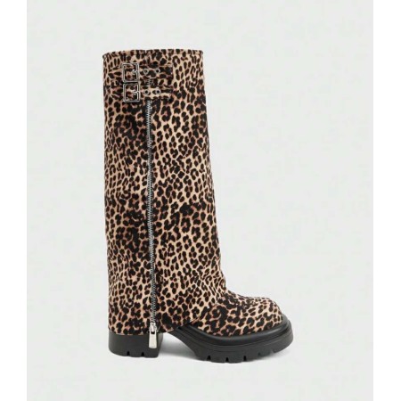 BOTTES HAUTES LÉOPARD FEMME – STYLE BIKER FÉLINE ET ORIGINALE MISS ORLANE