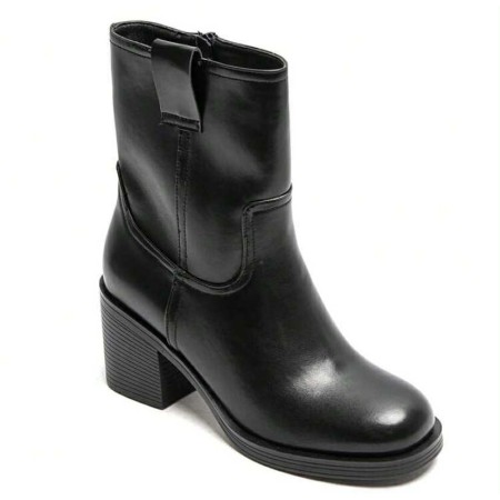 Bottines noires talon carré confortable – Mode femme chic