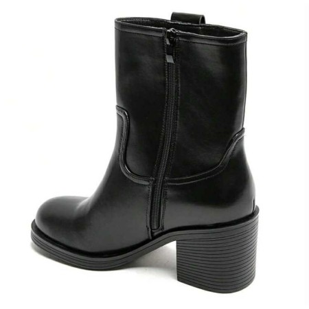 Bottines noires talon carré confortable – Mode femme chic
