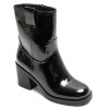 Bottines noires talon carré confortable – Mode femme chic vernis