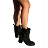 Bottines en daim femme talon carré confortable – Noir, Beige, Choco