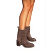 Bottines en daim femme talon carré confortable – Noir, Beige, Choco