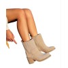 Bottines en daim femme talon carré confortable – Noir, Beige, Choco