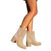 Bottines en daim femme talon carré confortable – Noir, Beige, Choco
