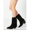 BOTTES WESTERN EN DAIM À FRANGES – TALON CARRÉ CONFORTABLE MISS DAKOTA NOIR