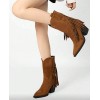 BOTTES WESTERN EN DAIM À FRANGES – TALON CARRÉ CONFORTABLE MISS DAKOTA CAMEL