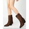 Bottes western daim femme à franges – Talon carré