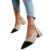 Escarpins bicolores femme – Talon carré confortable – Beige & Noir