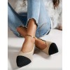 Escarpins bicolores femme – Talon carré confortable – Beige & Noir