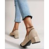 Escarpins bicolores femme – Talon carré confortable – Beige & Noir
