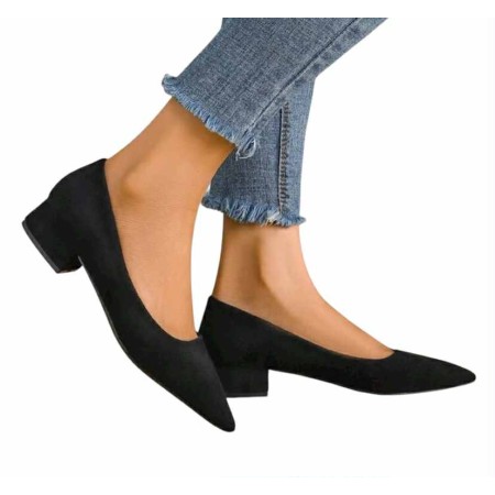 ESCARPIN NOIR SUÈDE CHIC ÉLÉGANT – FEMME, TALON FIN, CONFORT MISS EMILY NOIR