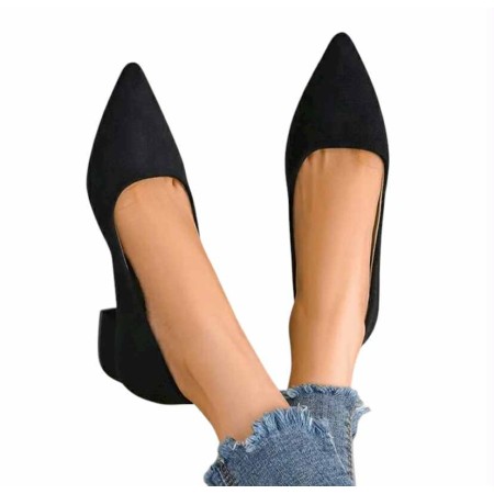 ESCARPIN NOIR SUÈDE CHIC ÉLÉGANT – FEMME, TALON FIN, CONFORT MISS EMILY NOIR