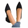 ESCARPIN NOIR SUÈDE CHIC ÉLÉGANT – FEMME, TALON FIN, CONFORT MISS EMILY NOIR