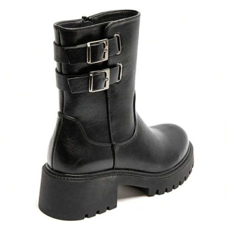 Bottines Bicker noires femme – Double boucle à la cheville, style rock