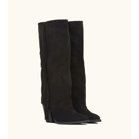 bottes hautes femme western, bottes à franges, bottes taupe femme, bottes confortables