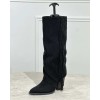 bottes hautes femme western, bottes à franges, bottes taupe femme, bottes confortables