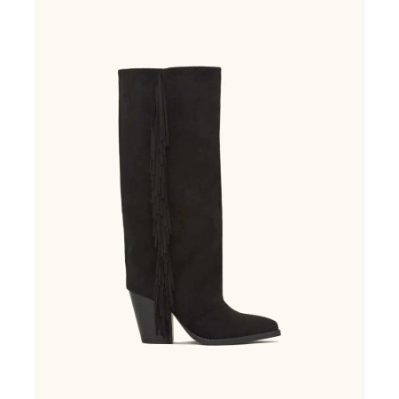 bottes hautes femme western, bottes à franges, bottes taupe femme, bottes confortables