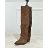 bottes hautes femme western, bottes à franges, bottes taupe femme, bottes confortables