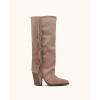 bottes hautes femme western, bottes à franges, bottes taupe femme, bottes confortables