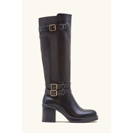 bottes hautes femme, bottes biker chic, bottes talon carré