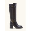 bottes hautes femme, bottes biker chic, bottes talon carré