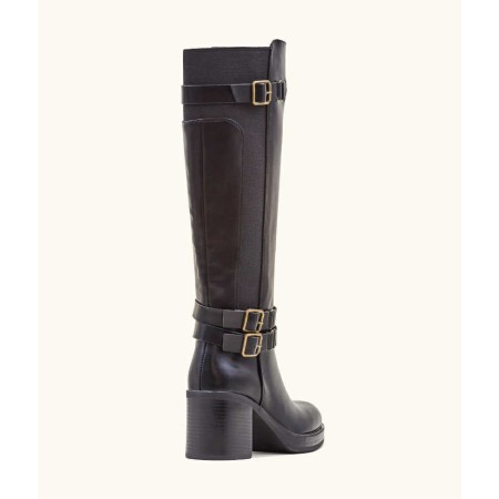 bottes hautes femme, bottes biker chic, bottes talon carré