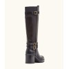 bottes hautes femme, bottes biker chic, bottes talon carré