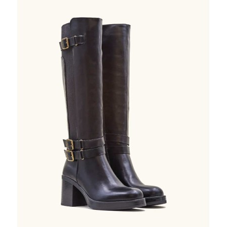 bottes hautes femme, bottes biker chic, bottes talon carré