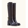 bottes hautes femme, bottes biker chic, bottes talon carré