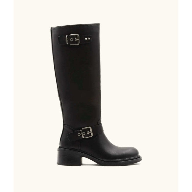 BOTTES HAUTES BICKER CAVALIÈRE NOIR SIMILI CUIR CONFORT QUOTIDIEN MISS EMILIE