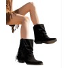 BOTTINES EN SUÉDINE À FRANGES “MADISON” – COULEUR NOIR