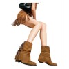 BOTTINES EN SUÉDINE À FRANGES “MADISON” – COULEUR CAMEL