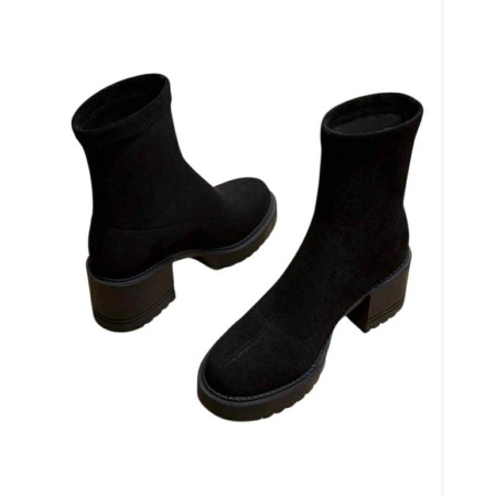 BOTTINES “HAILEY” – TALON ÉPAIS & CONFORT EN SUÉDINE NOIR