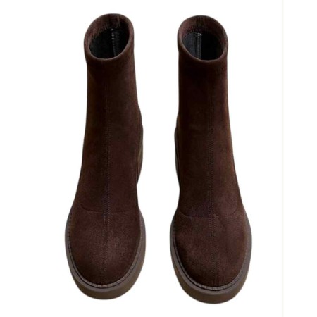 BOTTINES “HAILEY” – TALON ÉPAIS & CONFORT EN SUÉDINE CHOCO