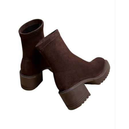 BOTTINES “HAILEY” – TALON ÉPAIS & CONFORT EN SUÉDINE CHOCO