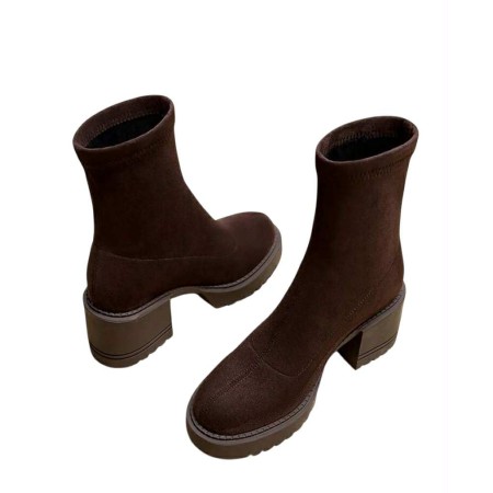 BOTTINES “HAILEY” – TALON ÉPAIS & CONFORT EN SUÉDINE CHOCO
