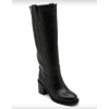 BOTTES HAUTES TALON CARRÉ CONFORTABLE EN SIMILI CUIR LISSE MISS SERENA NOIR