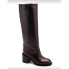 BOTTES HAUTES TALON CARRÉ CONFORTABLE EN SIMILI CUIR LISSE MISS SERENA BORDEAU