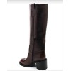 BOTTES HAUTES TALON CARRÉ CONFORTABLE EN SIMILI CUIR LISSE MISS SERENA BORDEAU