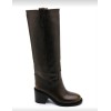 BOTTES HAUTES TALON CARRÉ CONFORTABLE EN SIMILI CUIR LISSE MISS SERENA MARRON