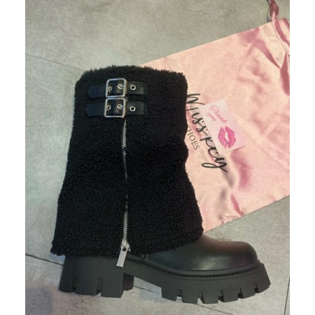 BOTTES FOURRÉES MOUMOUTE STYLE, CHALEUR ET CONFORT HIVERNAL “MISS RILEY” NOIR
