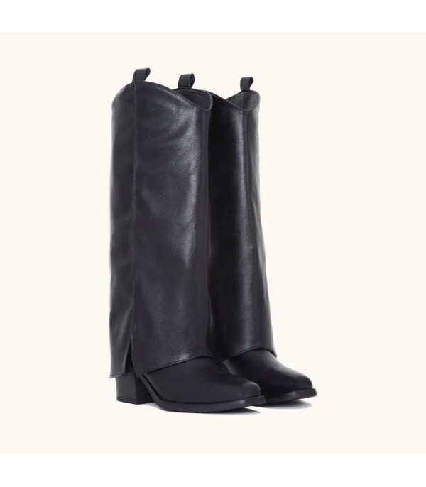 CHAUSSURES FEMME BOTTES HAUTES WESTERN BOOTS MISS GABY NOIR