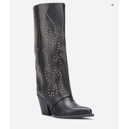 CHAUSSURES FEMME BOTTES HAUTES NOIR CLOUTEE MISS COVA