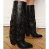 CHAUSSURES FEMME BOTTES HAUTES NOIR CLOUTEE MISS COVA