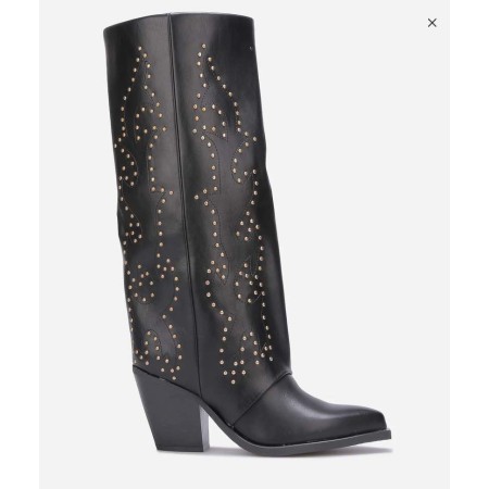 CHAUSSURES FEMME BOTTES HAUTES NOIR CLOUTEE MISS COVA