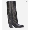 CHAUSSURES FEMME BOTTES HAUTES NOIR CLOUTEE MISS COVA