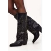 CHAUSSURES FEMME BOTTES HAUTES NOIR CLOUTEE MISS COVA