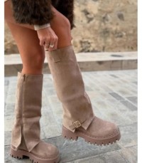 CHAUSSURES FEMME BOTTES HAUTES BICKER SIMILI DAIM MISS MARJO BEIGE
