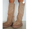 CHAUSSURES FEMME BOTTES HAUTES BICKER SIMILI DAIM MISS MARJO BEIGE