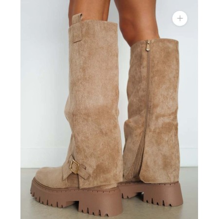 CHAUSSURES FEMME BOTTES HAUTES BICKER SIMILI DAIM MISS MARJO BEIGE